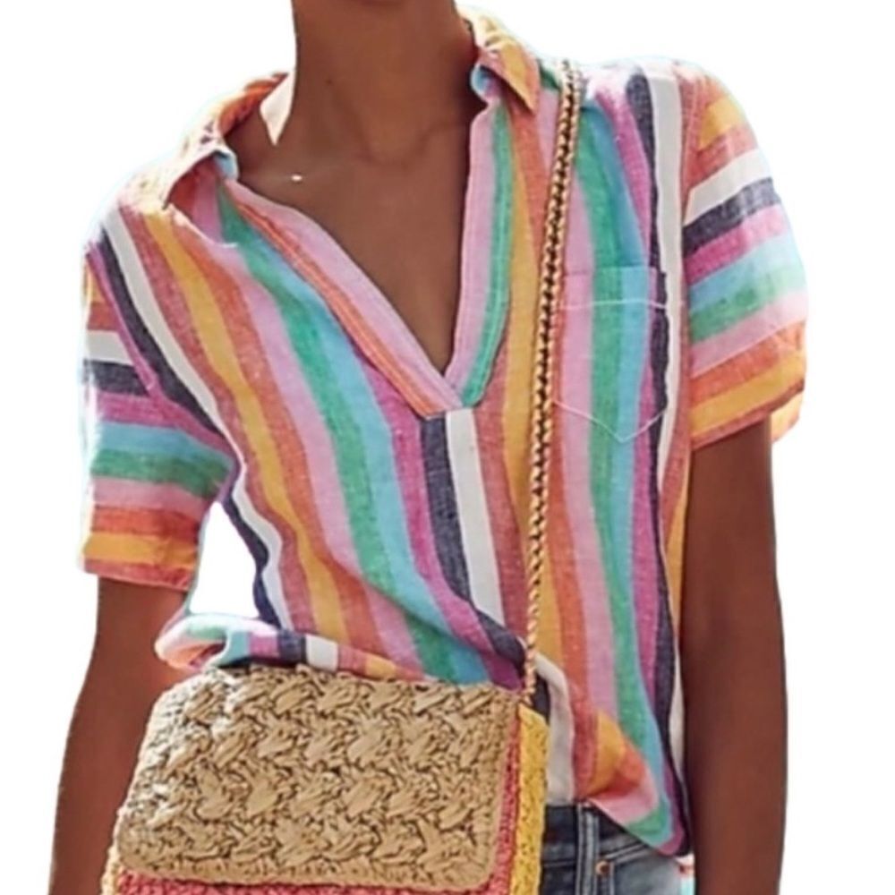J. Crew Multicolor Striped Blouse
